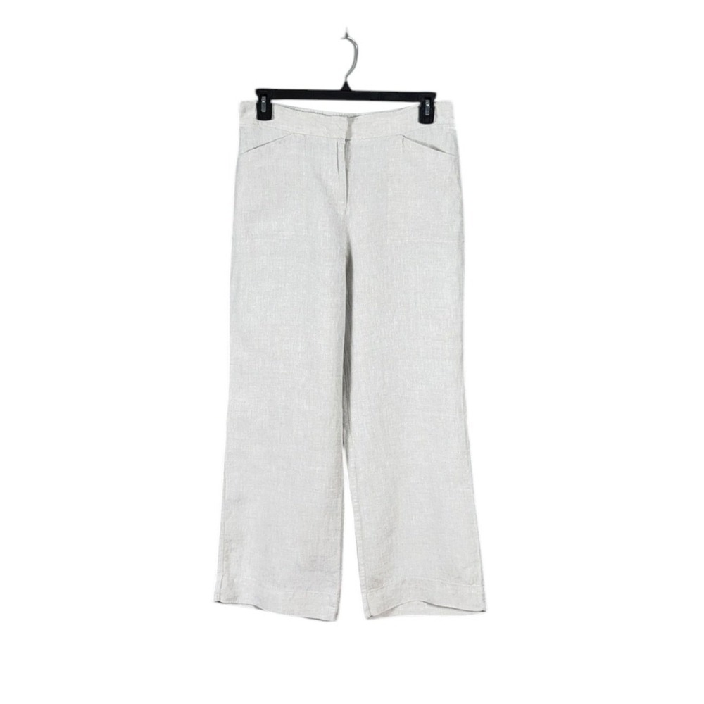 Chicos 100% Linen Wide Leg Pants Small Minimalist Beach Euro Summer Coastal‎